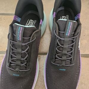 Skechers Slip-Ins Women's Black Sneakers with Purple and Teal Accents